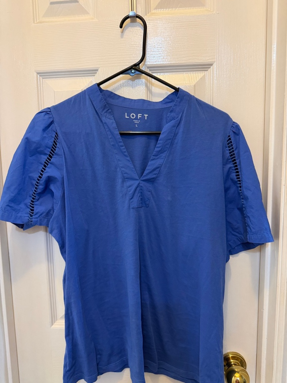 LOFT Cobalt Blue V-Neck Short Sleeve Top